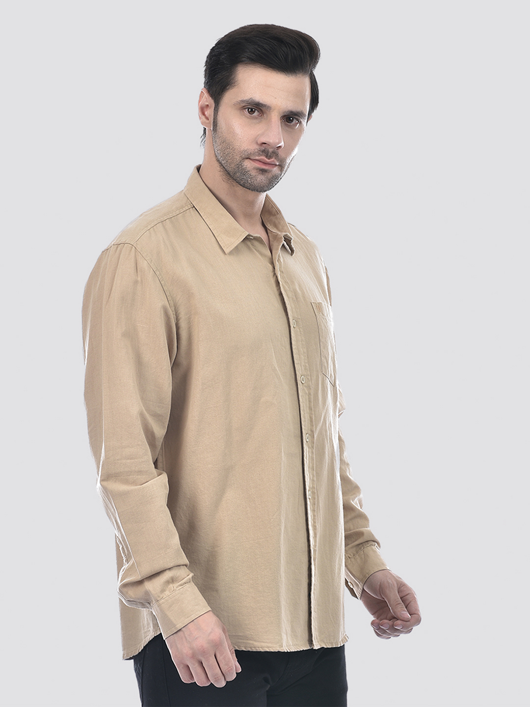 Numero Uno Men Solid Beige Shirt